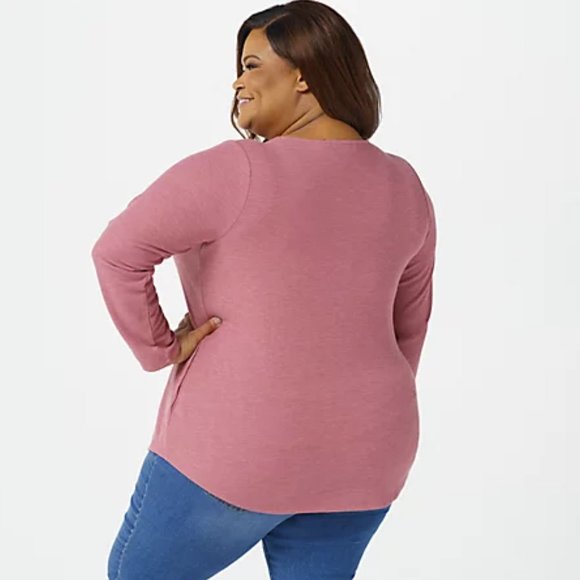 Susan Graver Weekend Waffle Knit V-Neck Tunic with Pockets  7052 - Picture 2 of 2